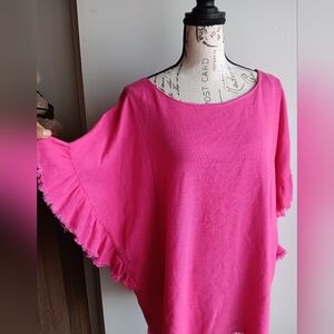 Umgee Linen Blend Fringed Top